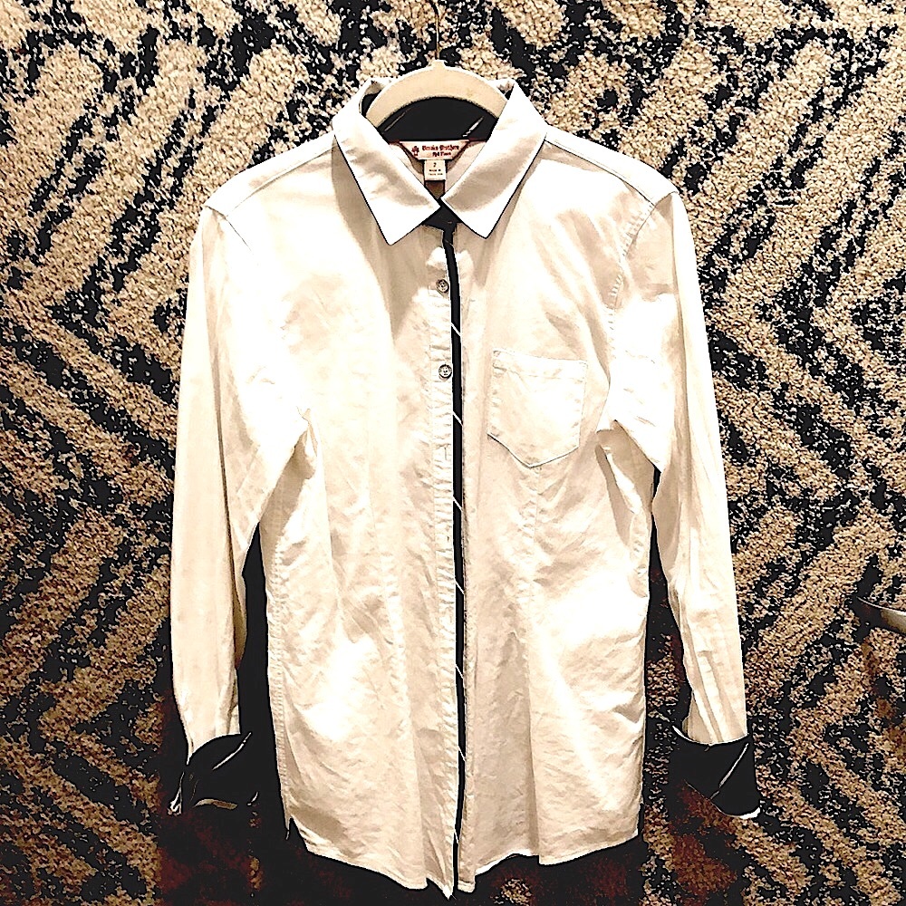 Brooks brothers white button down with collar fashion trim classic mens tie trim